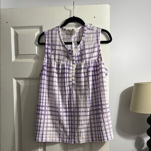 Purple Plaid Sleeveless Women's Top